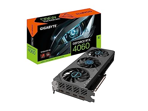 GIGABYTE Tarjeta gráfica GeForce RTX 4060 Eagle OC 8G. 3 Ventiladores WINDFORCE. 8 GB GDDR6 de 128 bits. GV-N4060EAGLE OC-8GD