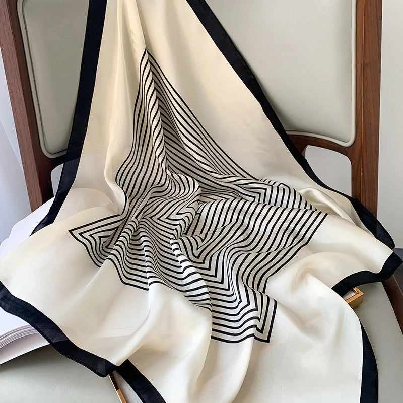 Silk Scarf Women's Small Square Scarf Hair Band Matching Shirt Suit Spring And Autumn Thin Vintage French Style Tube Top Tie Bag Internet Popular