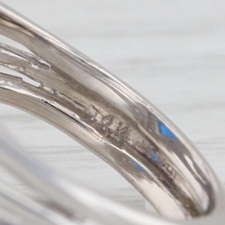 4.04ctw Diamond Lab Created Spinel Pear 14K White Gold Cocktail Ring Sz 5.75