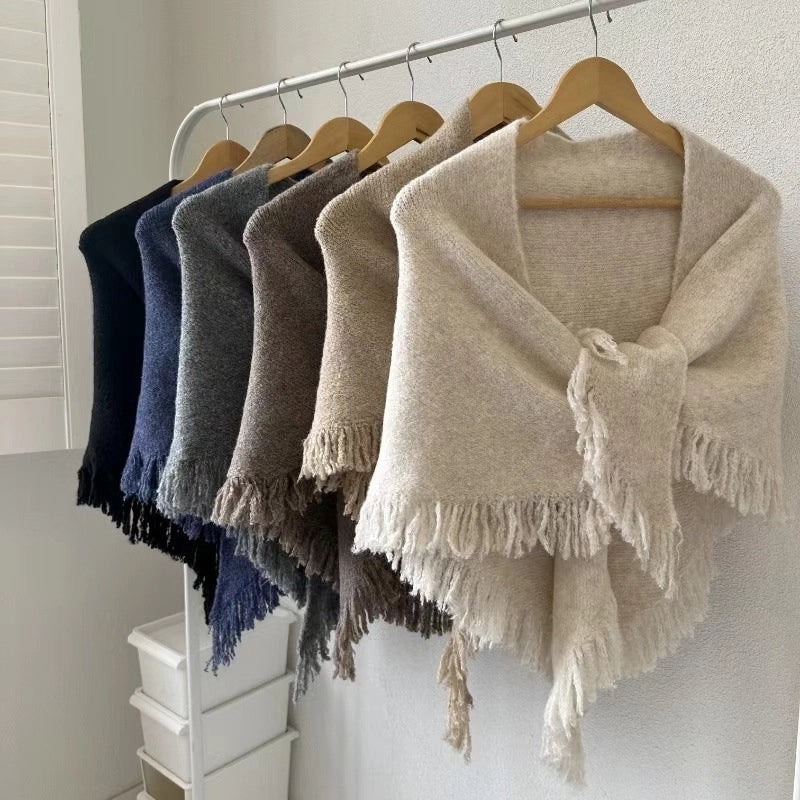 Unisex Minimalist Solid Color Wool Blend Scarf
