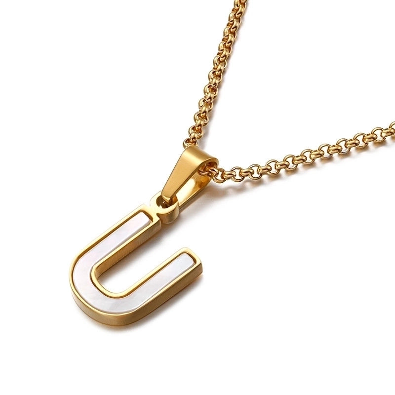 Simple Shell English Letter Titanium Steel Necklace