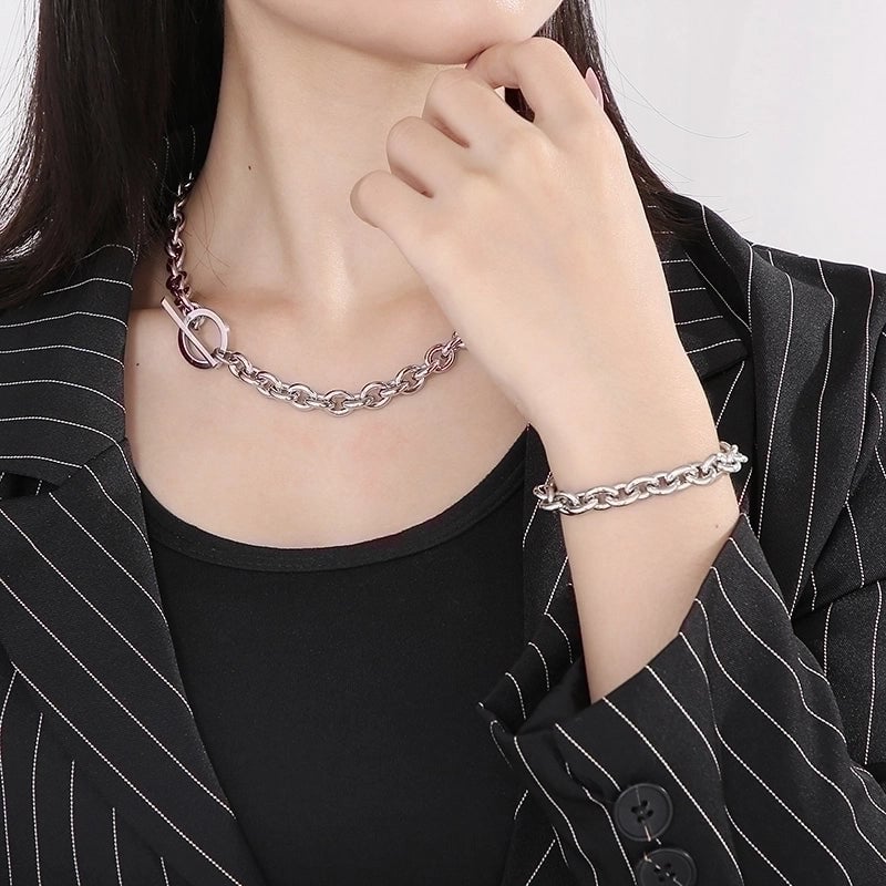 Fashion Geometric Titanium Steel 18K Gold Plated Plating Stainless Steel Jewelry Sets