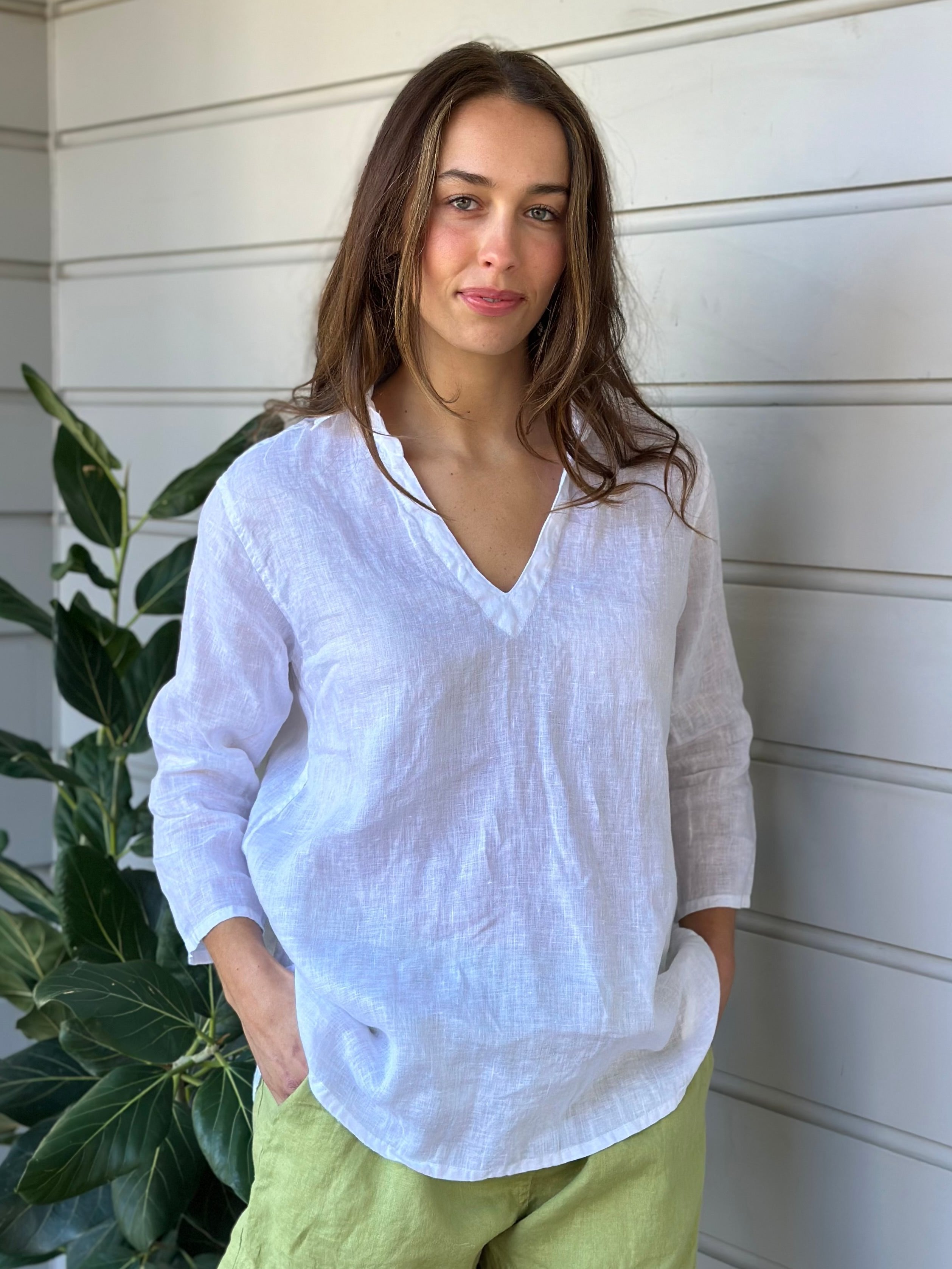 bianca top - white linen
