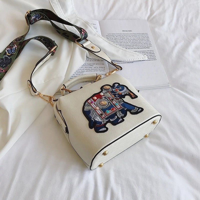 Women's Pu Leather Animal Color Block Vintage Style Square Magnetic Buckle Handbag Crossbody Bag