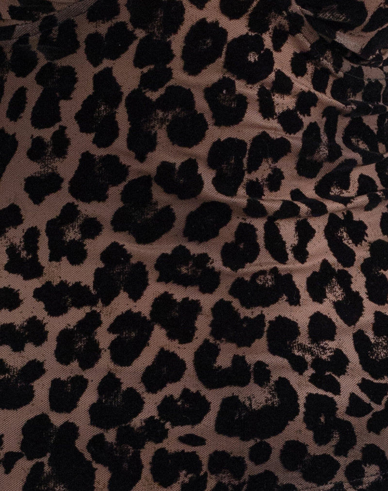 Selina Top in Flocked Rar Leopard