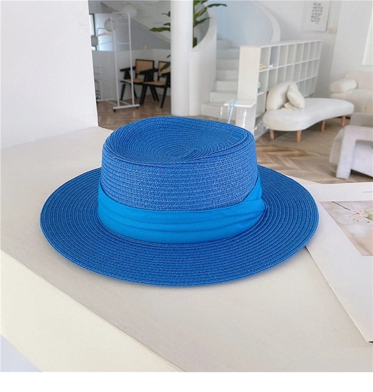 Women's Vacation Solid Color Flat Eaves Straw Hat
