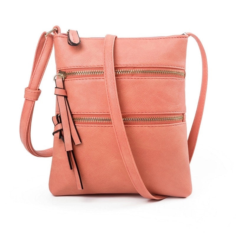 Women's Small Pu Leather Solid Color Fashion Square Zipper Crossbody Bag