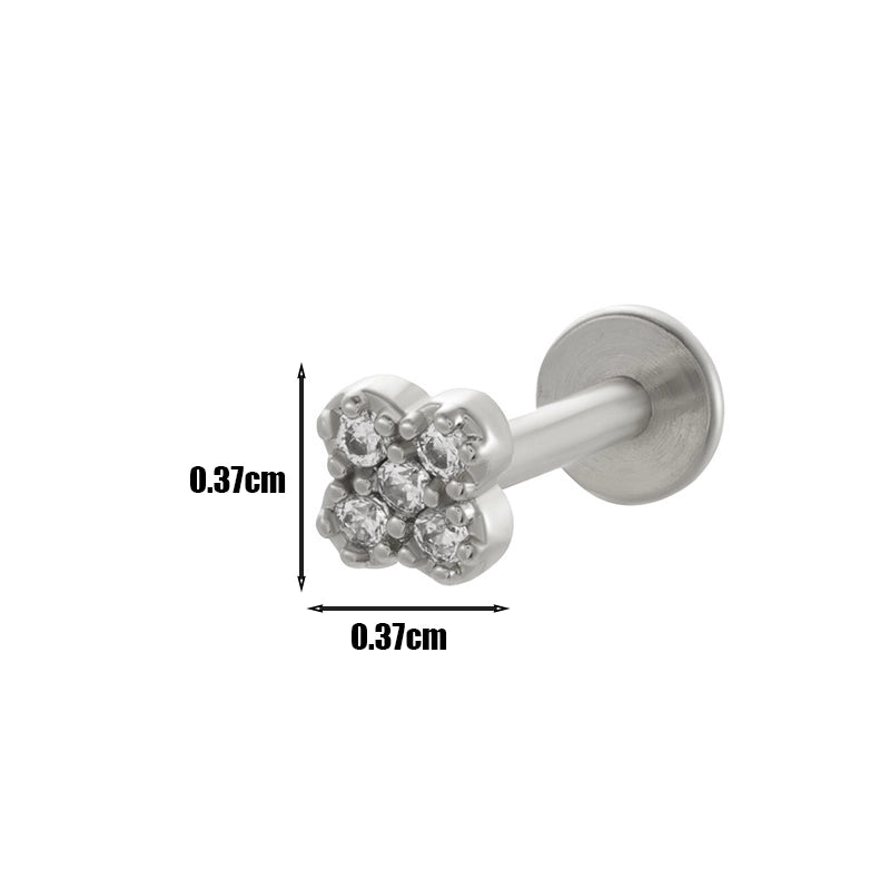 1 Piece Lip Rings Minimalist Heart Shape Flower Butterfly 316L Stainless Steel  Copper Plating Inlay Zircon