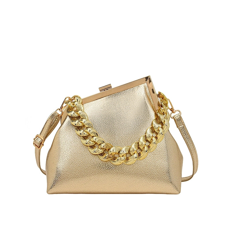 Women's Medium Pu Leather Solid Color Streetwear Square Lock Clasp Crossbody Bag