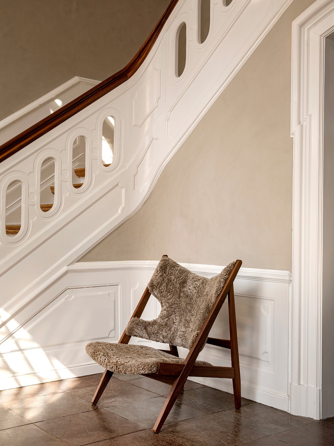 Knitting Chair. Sheepskin