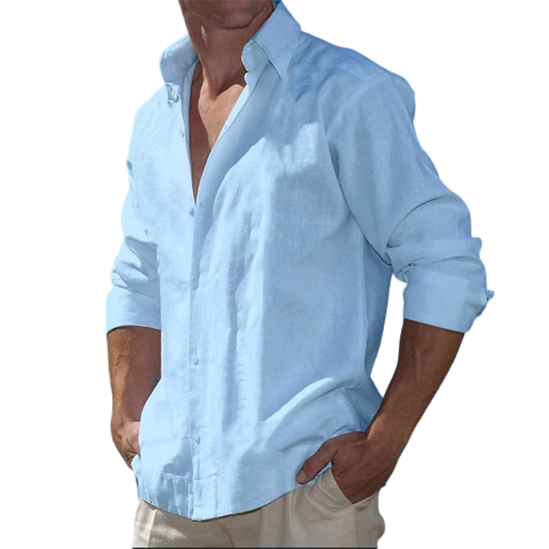 9-Pack  2023 Men's  Cotton Linen Casual Long Sleeve Shirt