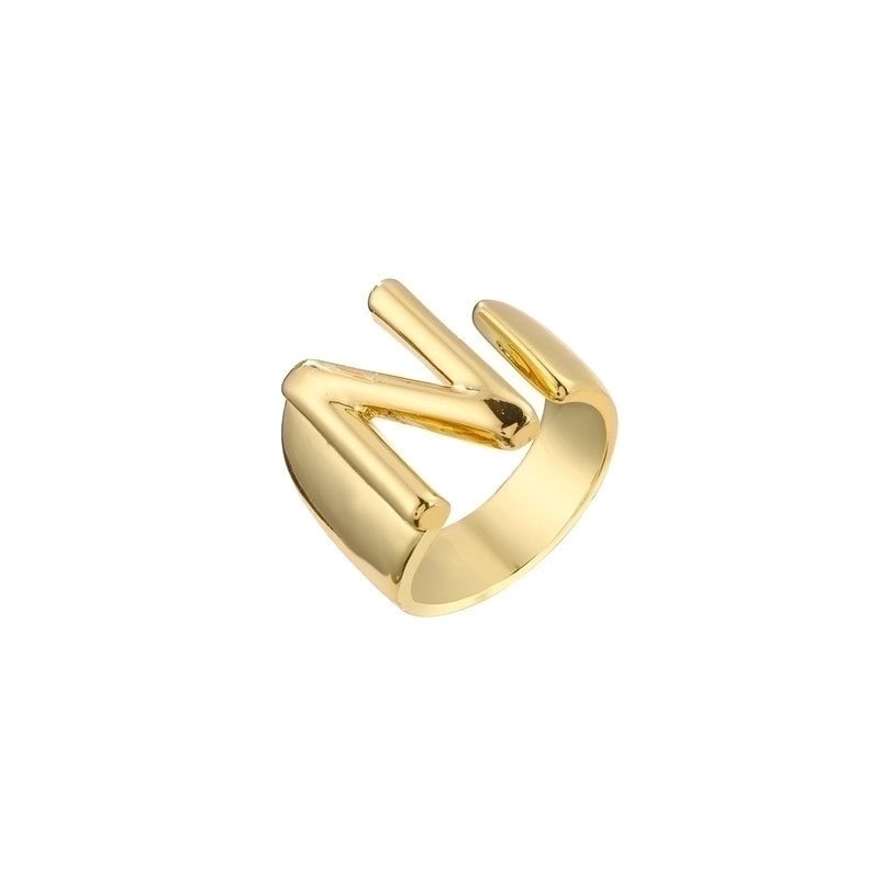 New 18k Copper Gold-plated Alphabet Open Ring