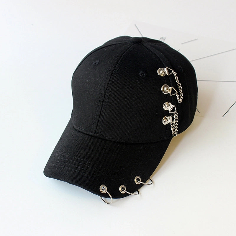 Hat Women's Korean Style Personality Chain Iron Ring Cap Student Children's Baseball Cap Spring And Summer Parent-Child Sunshade