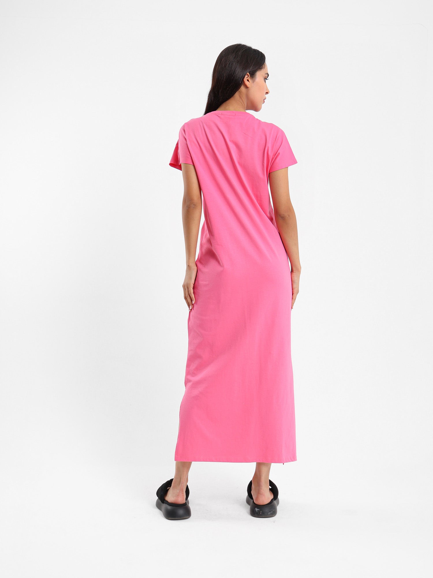 Knotted Front Long T-Shirt Dress