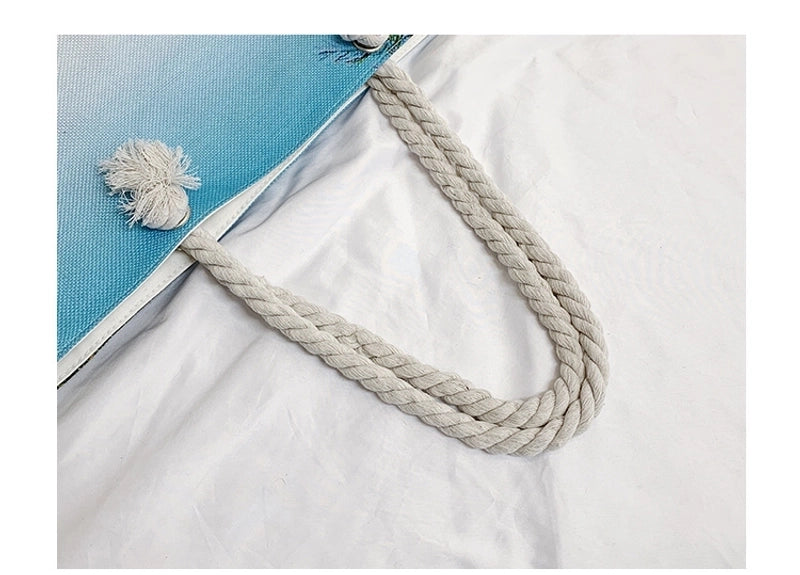 Women's Medium Canvas Ocean Vacation Beach Zipper Beach Bag