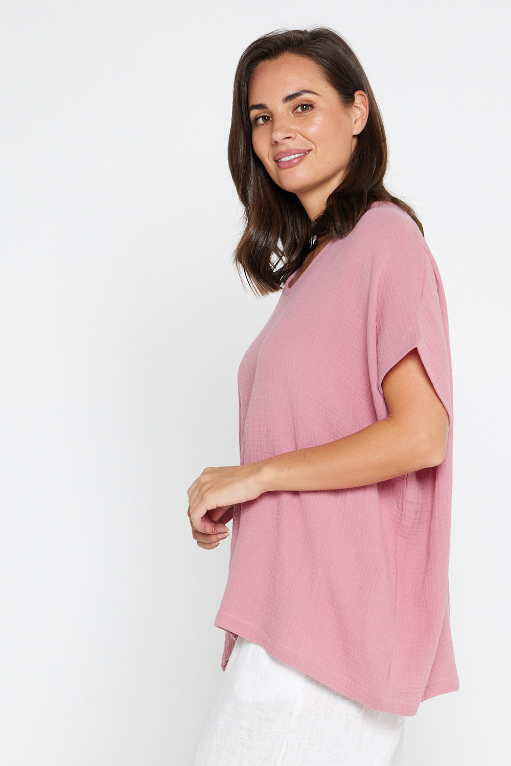 Tahiti Muslin Top - Rose