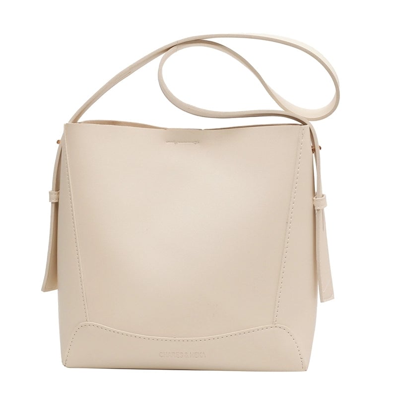 Women's All Seasons Pu Leather Solid Color Classic Style Bucket Magnetic Buckle Shoulder Bag