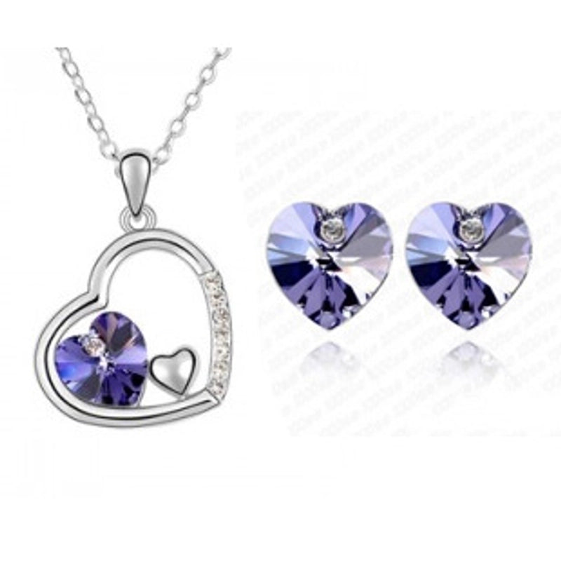 Alloy Inlaid Crystal Heart Artificial Gemstones Crystal Jewelry Sets