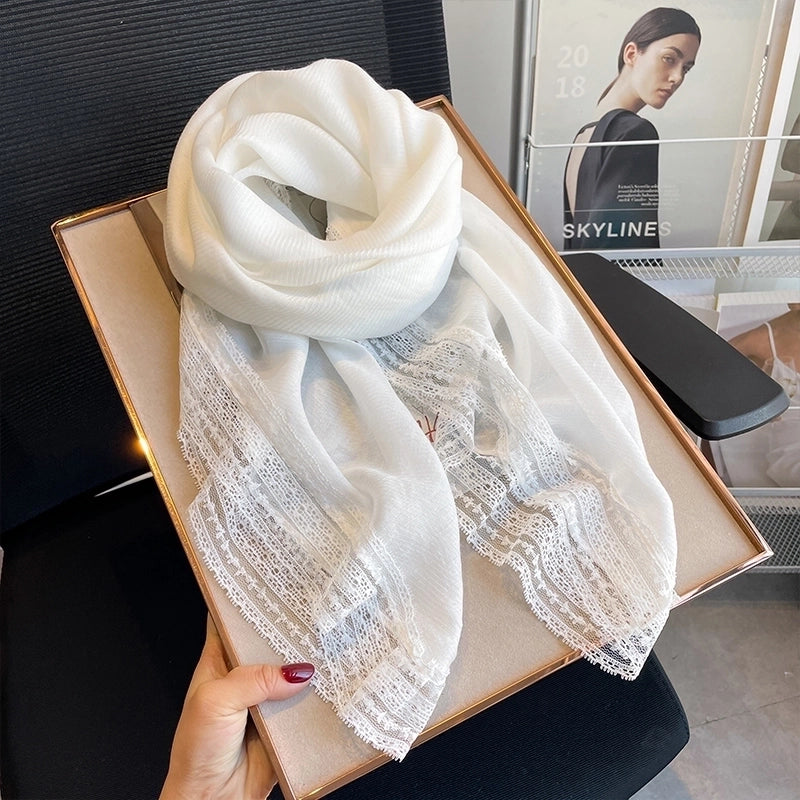 Women's Elegant Sweet Solid Color Polyester Printing Silk Scarf
