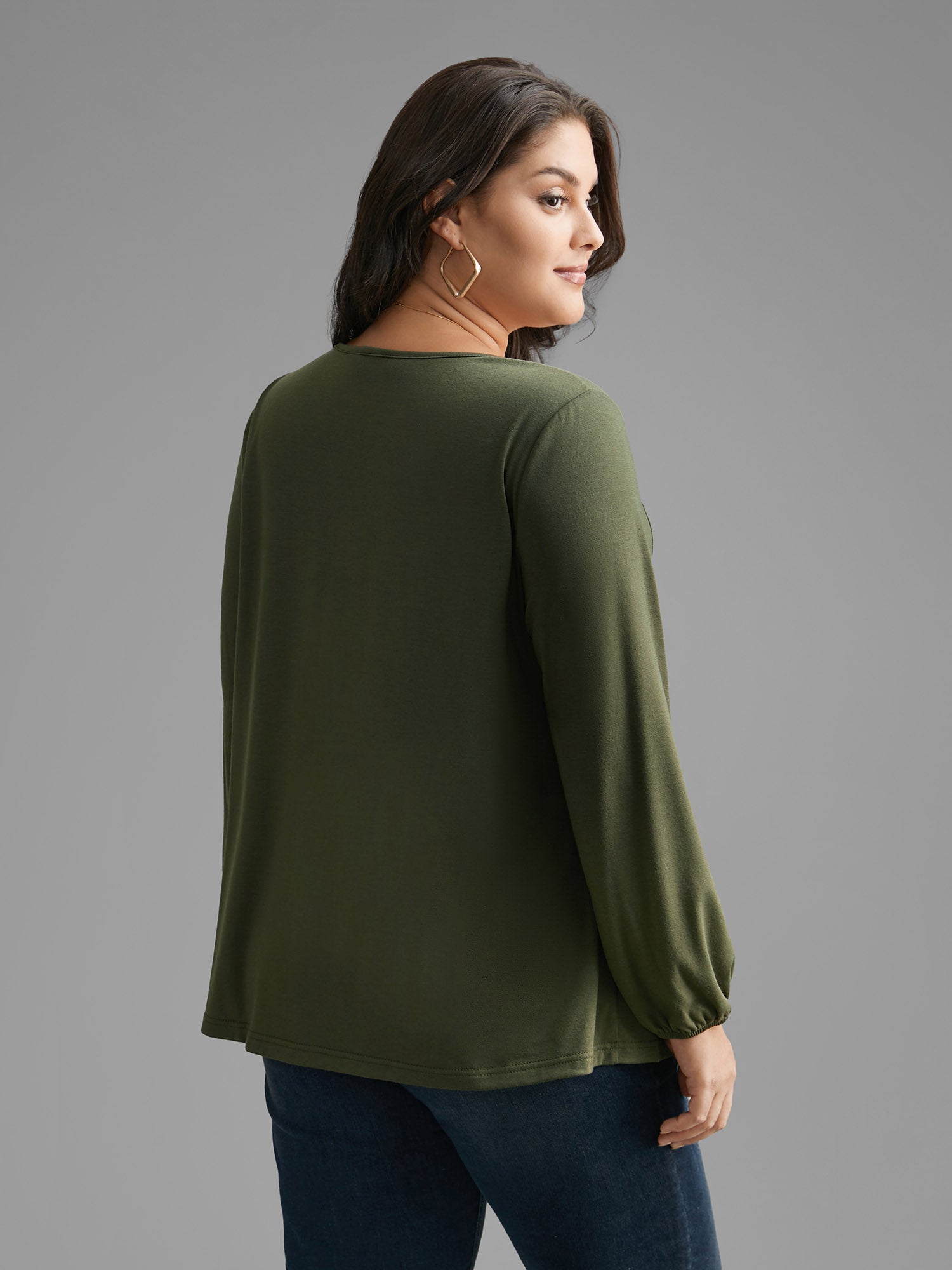 Floral Embroidered Tie Knot Gathered Jersey Top