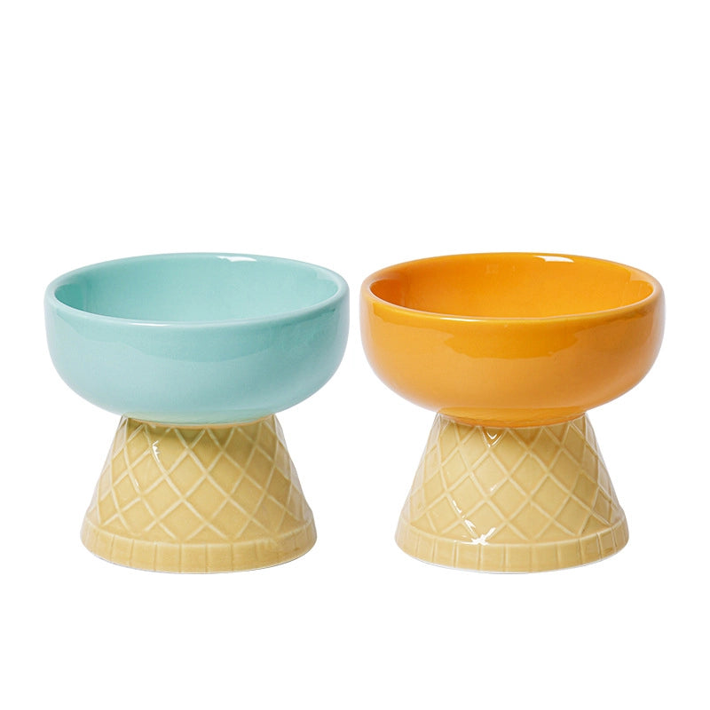 Cat Bowl Ceramic Protective Cervical Spine Drinking Bowl Pet Supplies Cute Oblique Mouth Anti-knock Dog Rice Bowl Cat Food Bowl