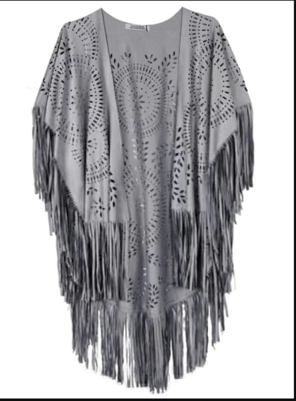 Shawl Summer New Women's Top Tassel Shawl Retro Simple Suede Cape Production