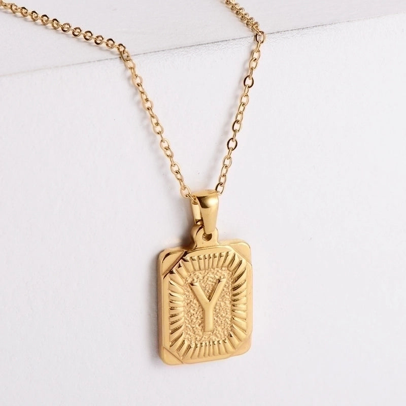304 Stainless Steel 18K Gold Plated Minimalist Plating Letter No Inlaid Pendant Necklace