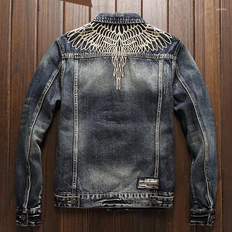 Vintage Distressed Washed Lapel Single-Breasted Denim Jacket
