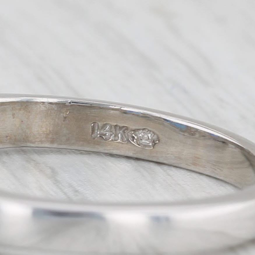 1.13ctw Blue Sapphire Diamond Stackable Ring 14k White Gold Size 5.75