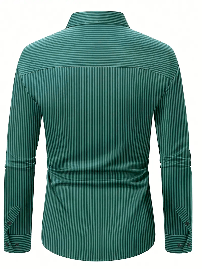 Men's Business Casual Striped Long Sleeve Shirt