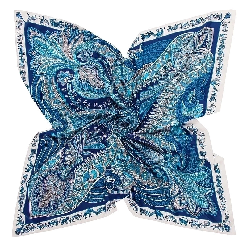 Women's Elegant Retro Floral Satin Silk Scarf