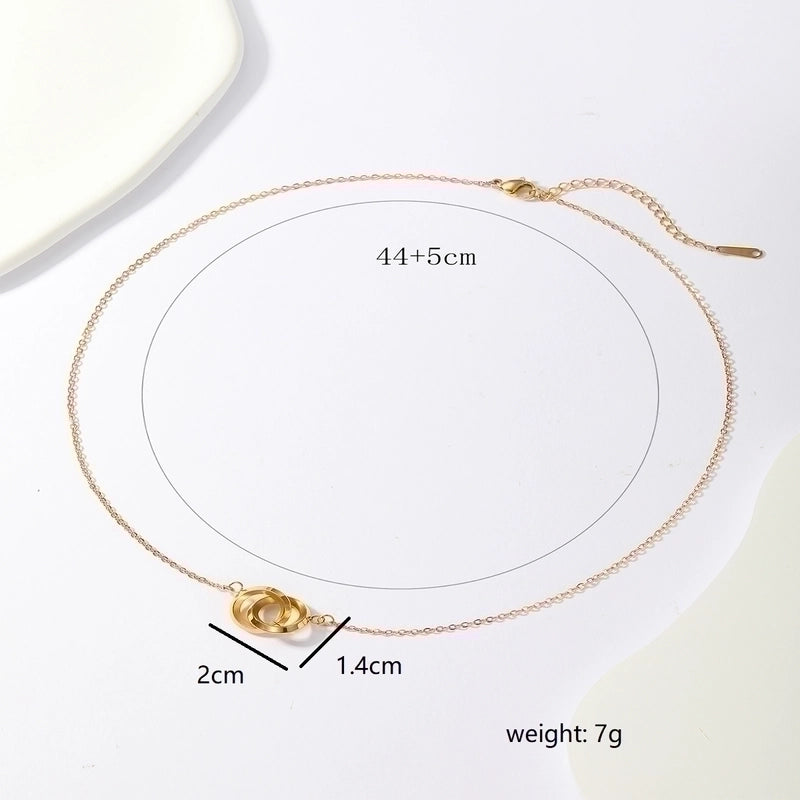 Modern Style Minimalist Solid Color Circle 201 Stainless Steel 18K Gold Plated Plating Pendant Necklace