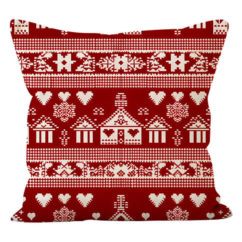 Christmas Classic Style Printing Christmas Tree Heart Shape Linen Pillow Cases Couch & Sofa Decor