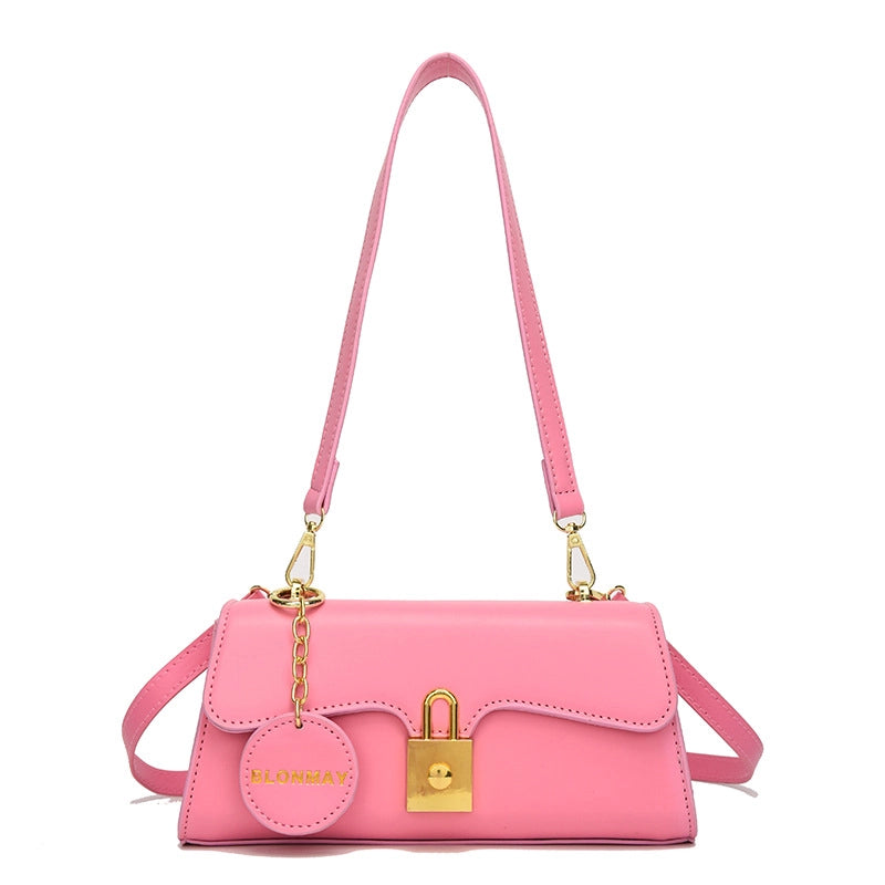 Women's Medium All Seasons Pu Leather Solid Color Streetwear Square Lock Clasp Underarm Bag