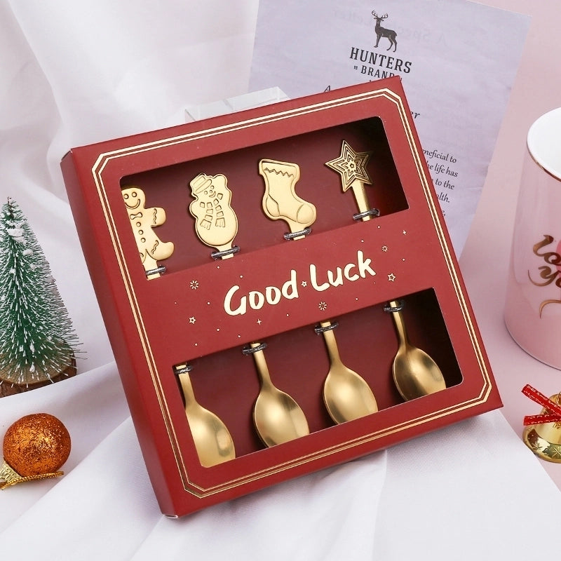 Christmas Cute Cartoon Stainless Steel Festival Tableware 1 Set