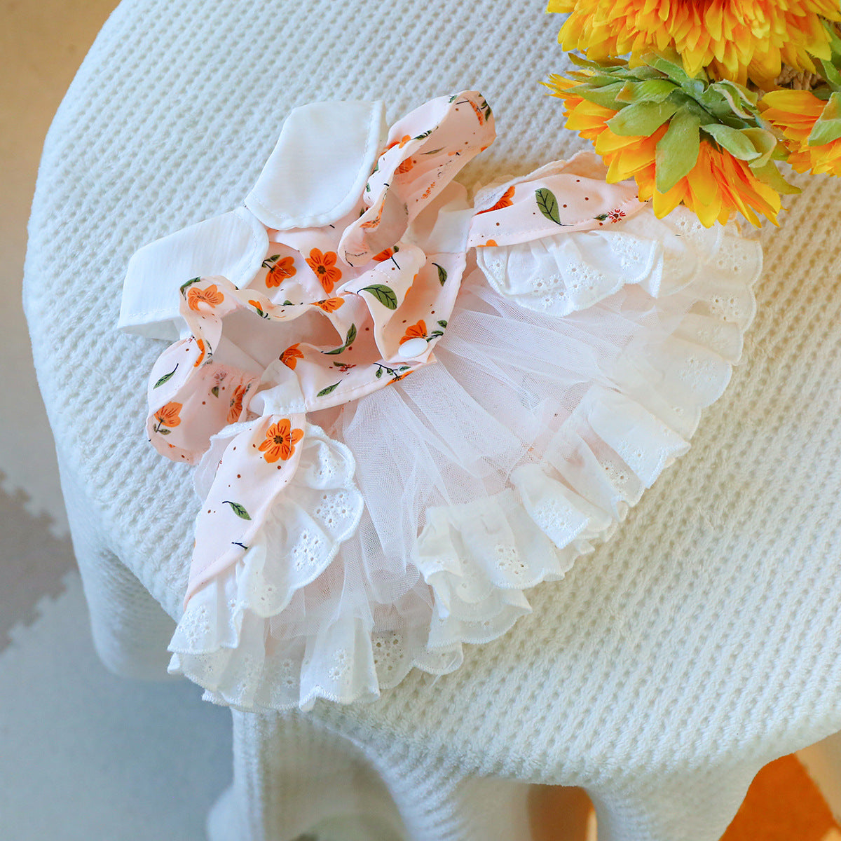 Flower Lace Decor Dog Cat Dress Harness