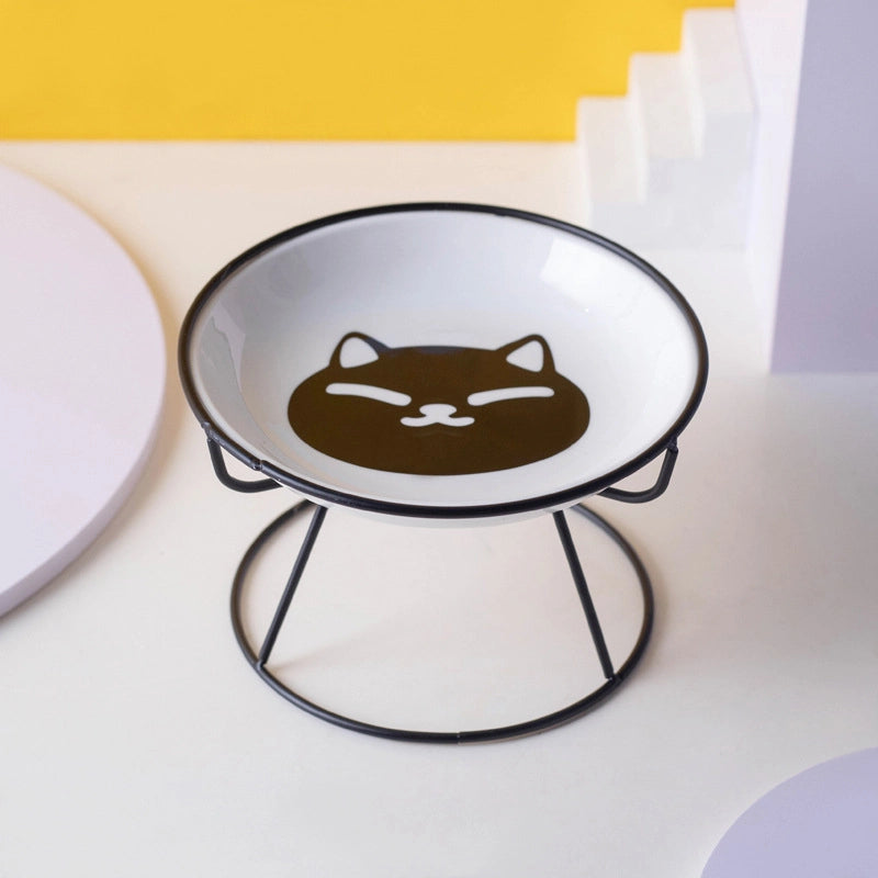 Pet Ceramic Bowl Cat Plate High Cat Food Plate Snack Plate Canned Plate Anti-cervical Spondylosis Anti-overturning Cat Bowl