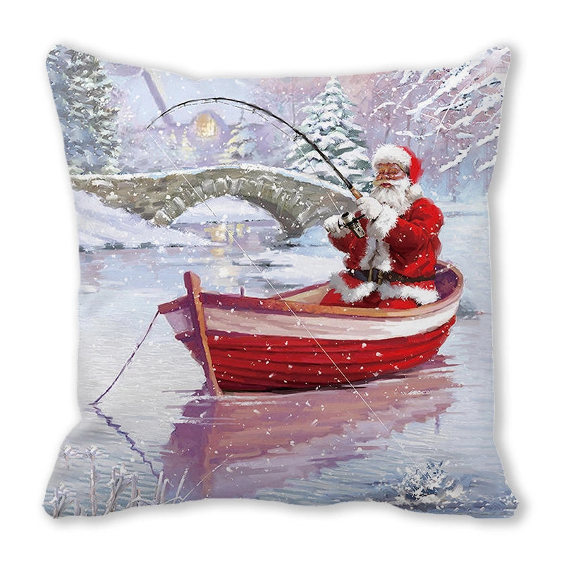 Christmas Pastoral Santa Claus Chemical Fiber Pillow Cases Couch & Sofa Decor