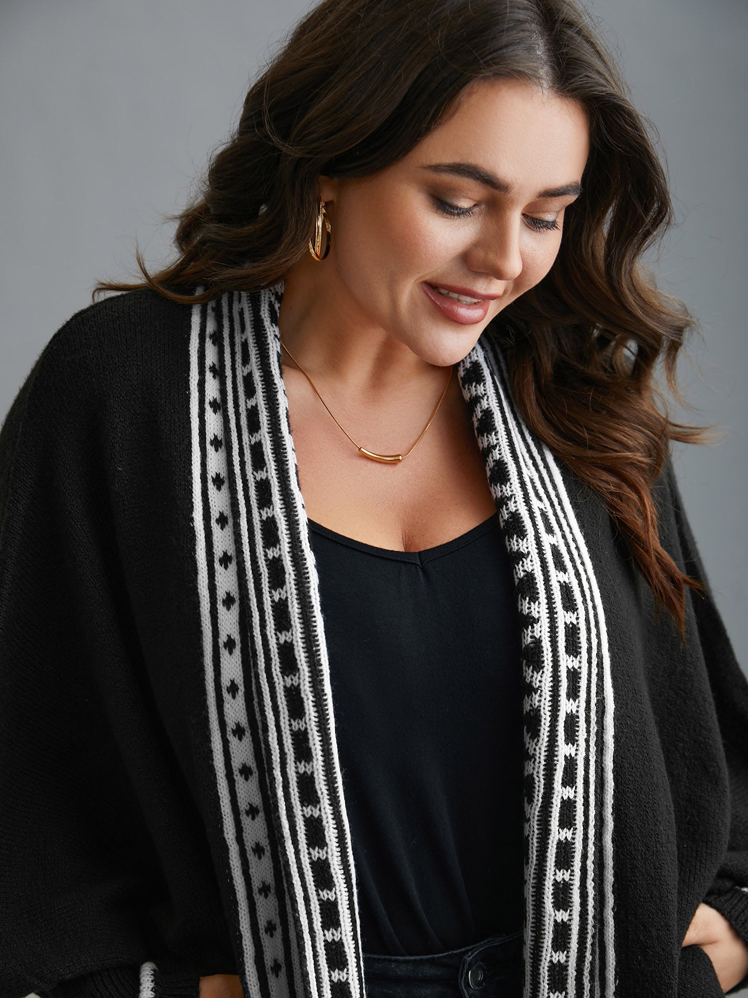 Dolman Sleeves Kimono Collar Cardigan