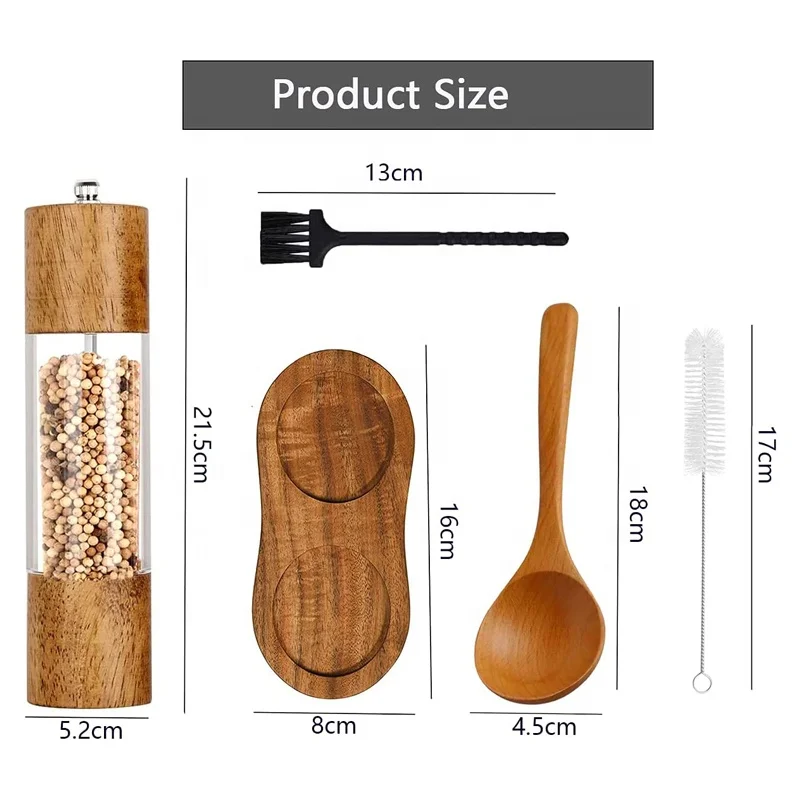 Premium Wooden Shakers Acrylic pepper grinder Manual Salt and Pepper Mills sets wholesale