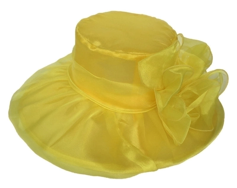 Women's Elegant Solid Color Flowers Wide Eaves Fedora Hat