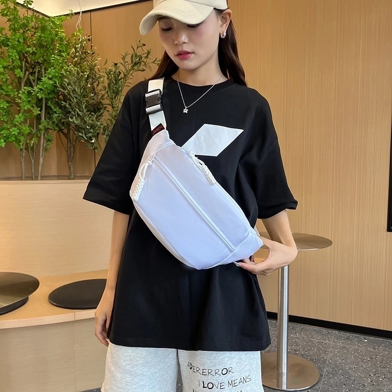 Women's Men's Preppy Style Streetwear Sports Solid Color Nylon Waist Bags
