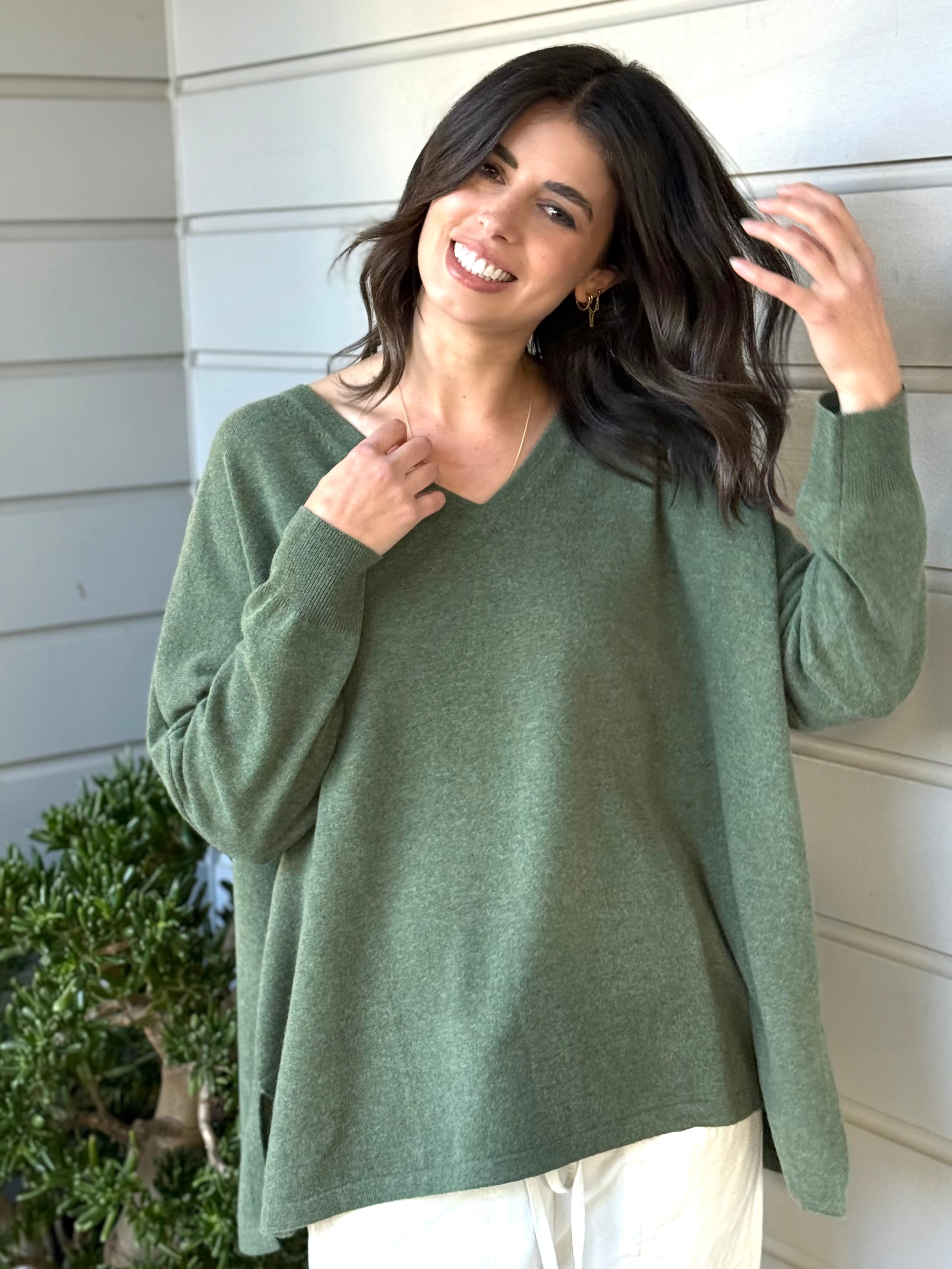 relaxed boyfriend knit-winter sage cashmere