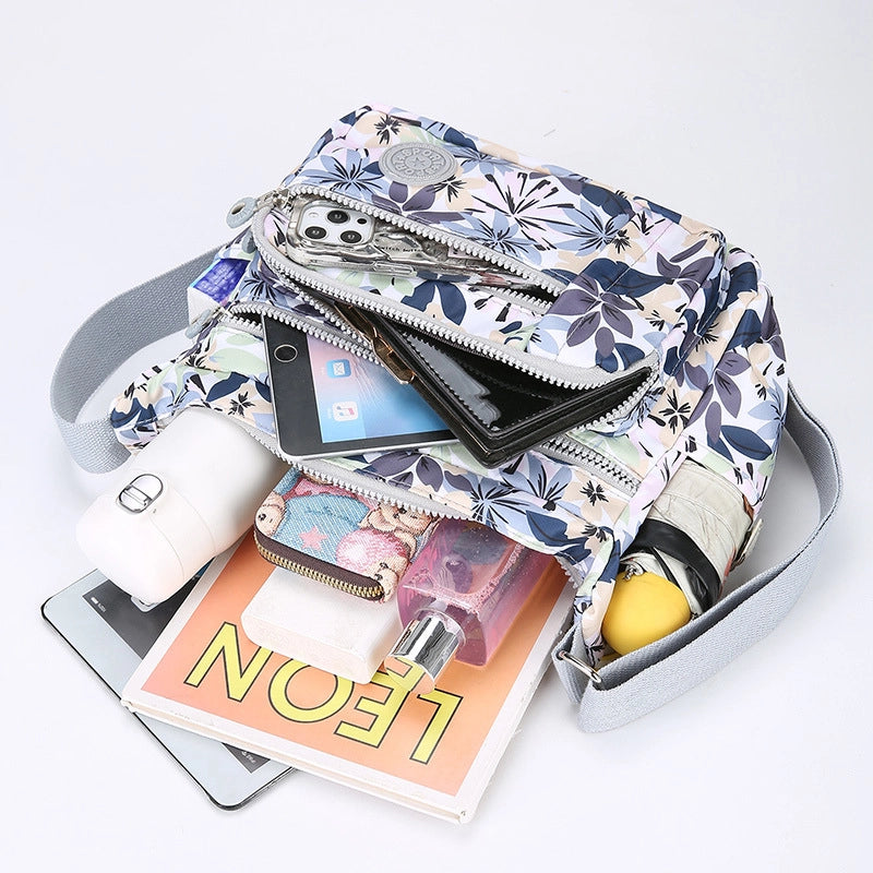 Women's Oxford Cloth Printing Vintage Style Square Zipper Crossbody Bag