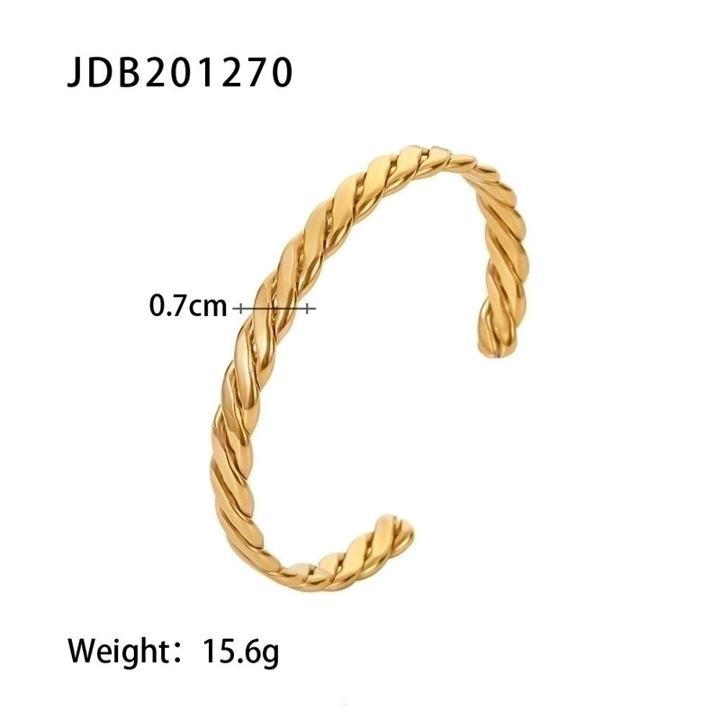 Minimalist Geometric Stainless Steel Zircon Bangle In Bulk
