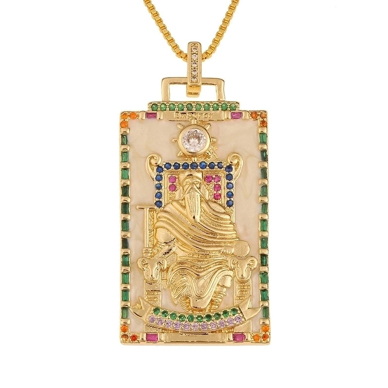 Fashion New Oil Drop Tarot Pendant Copper Zircon Necklace