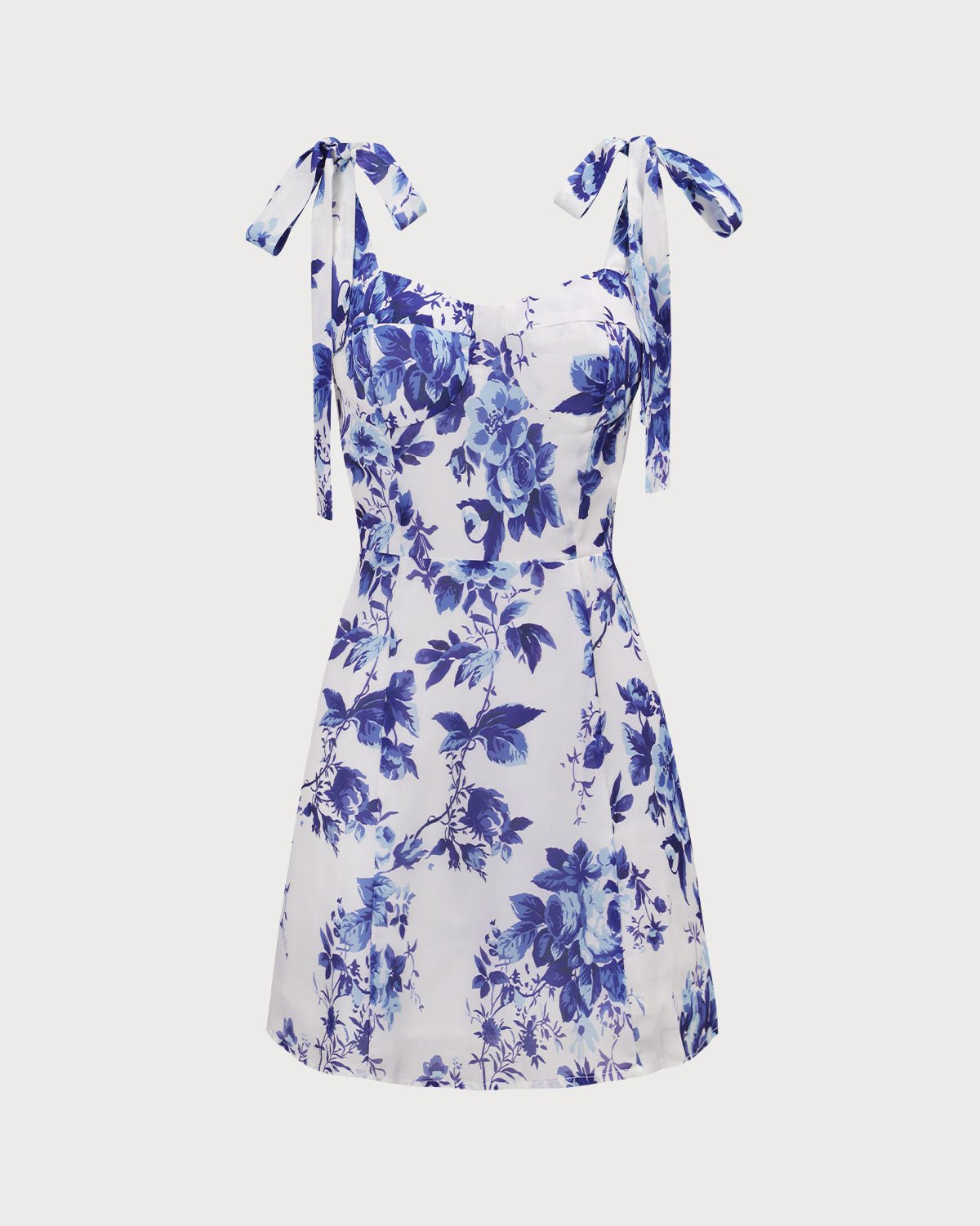 The Blue Floral Tie Strap Mini Dress