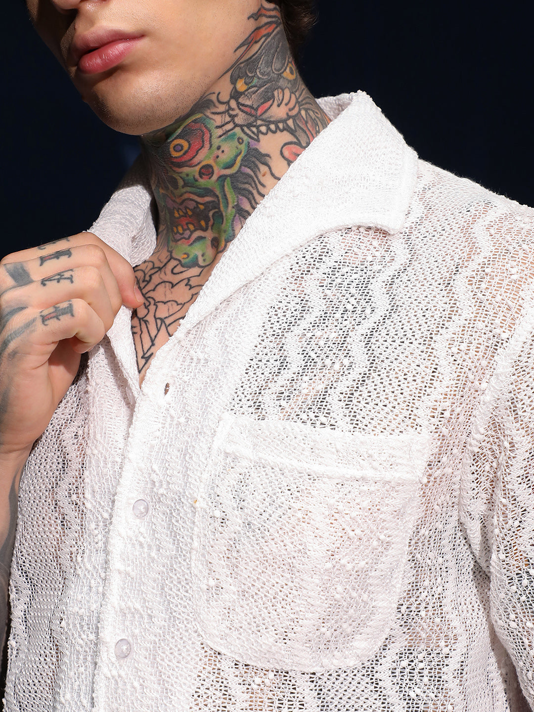 Swirl Open-Knit Shirt