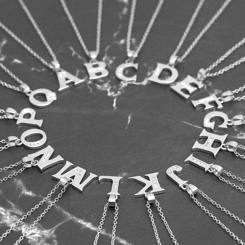 Minimalist Letter Copper Plating Inlay Zircon Pendant Necklace