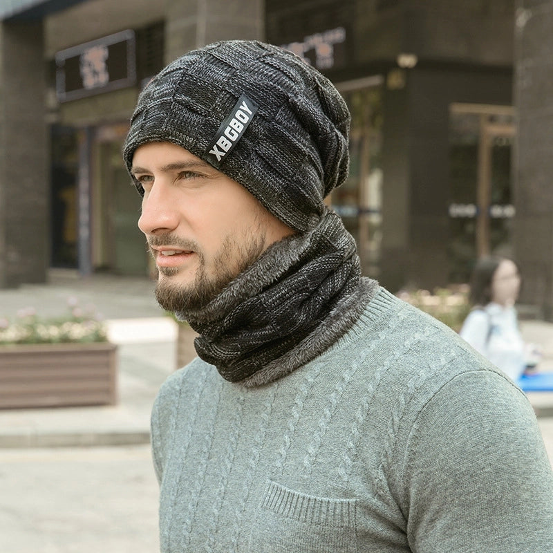 Men's Fashion Letter Solid Color Crimping Wool Cap